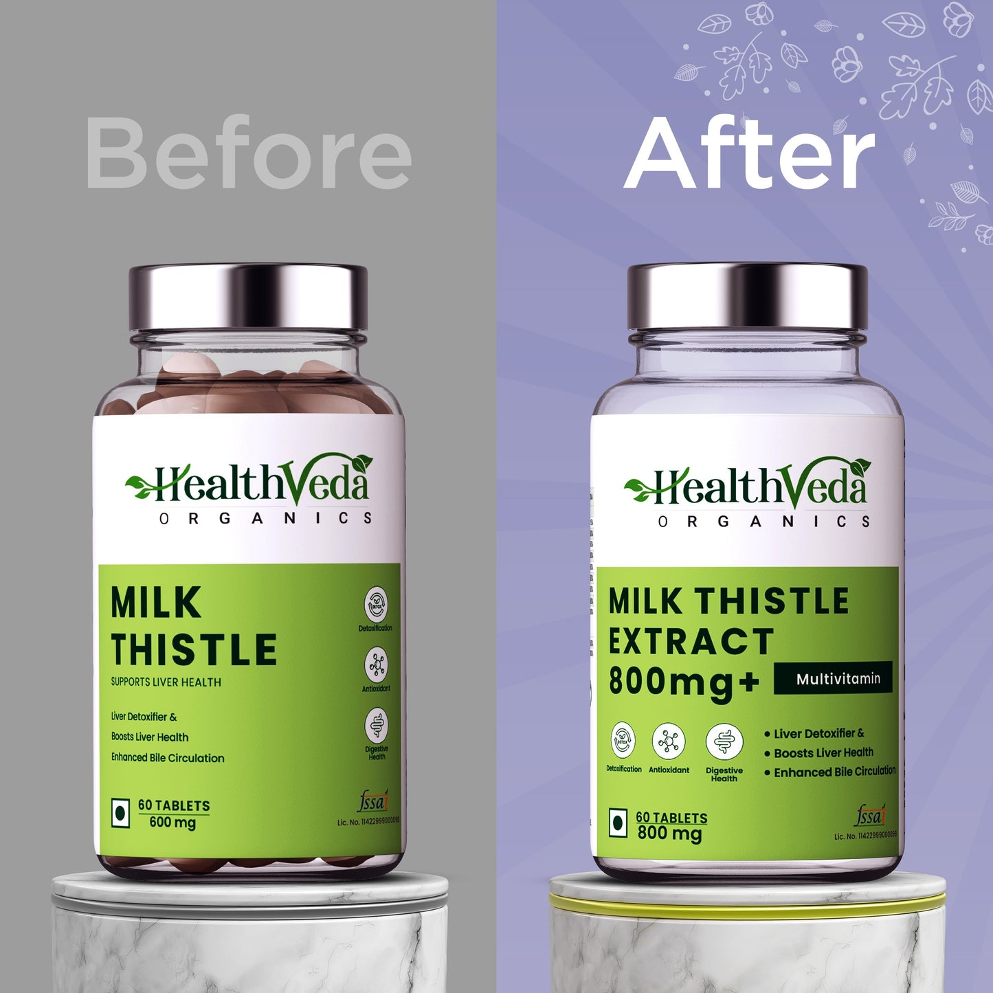 Health Veda Organics Milk Thistle for Liver Support & Liver Detox - 60 Veg Tablets