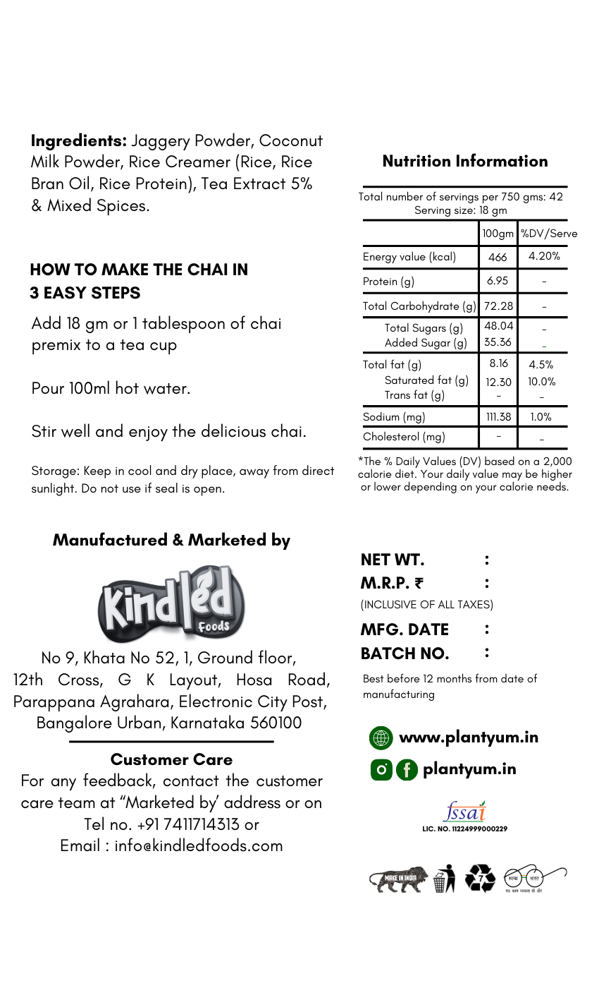 Jaggery Tea Premix - Masala - Authentic Indian Chai Super Saver Pack - 750gm