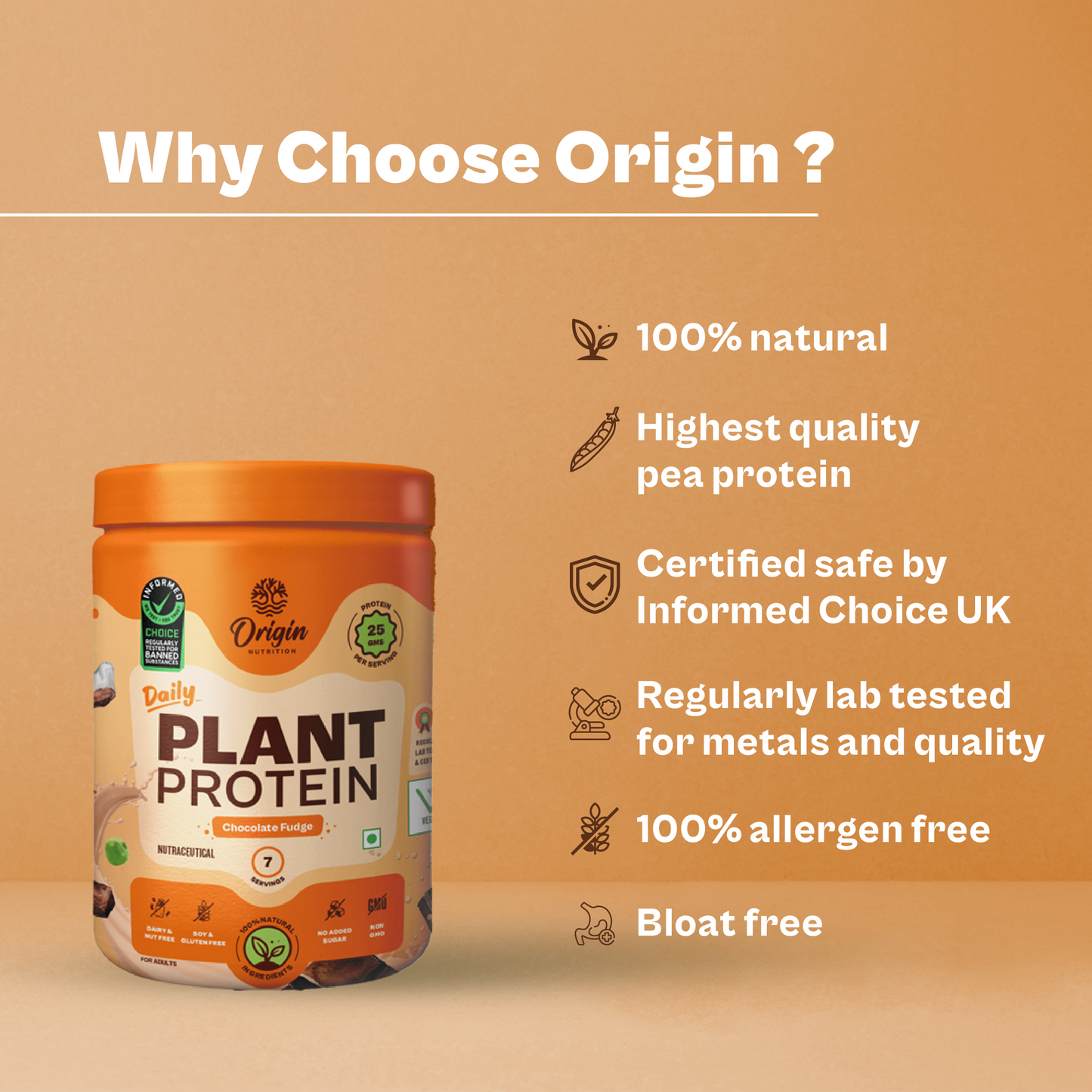 Origin Nutrition Daily Plant Protein Chocolate Flavour , 283g