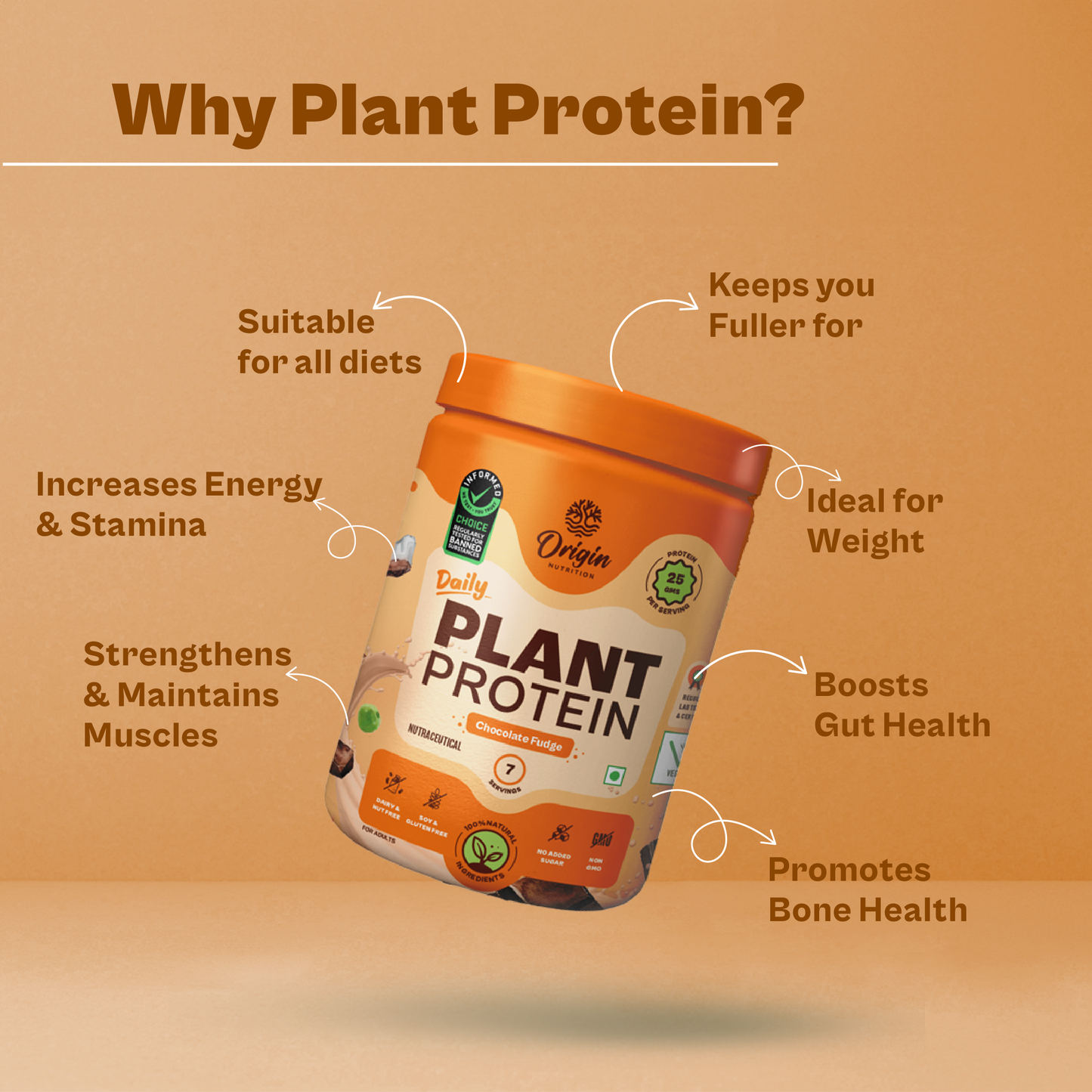 Origin Nutrition Daily Plant Protein Chocolate Flavour , 283g