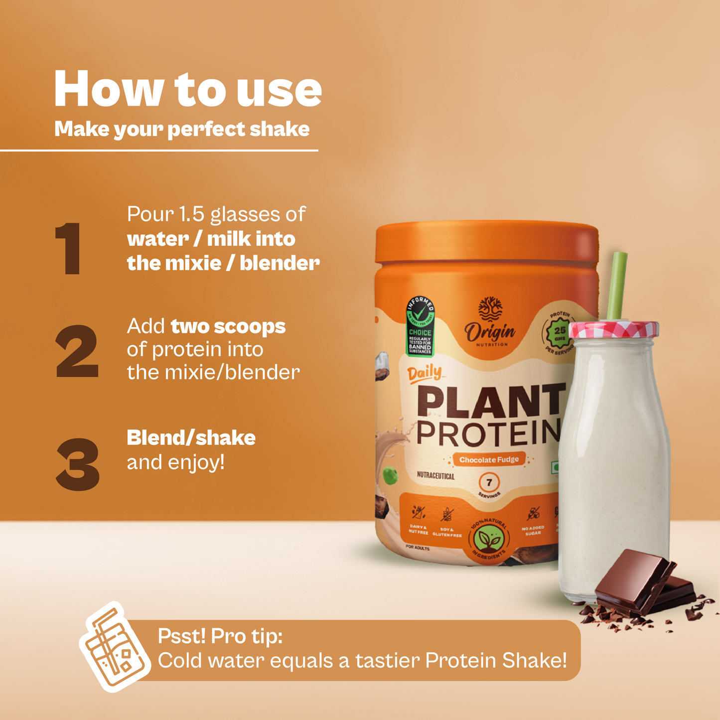 Origin Nutrition Daily Plant Protein Chocolate Flavour , 283g