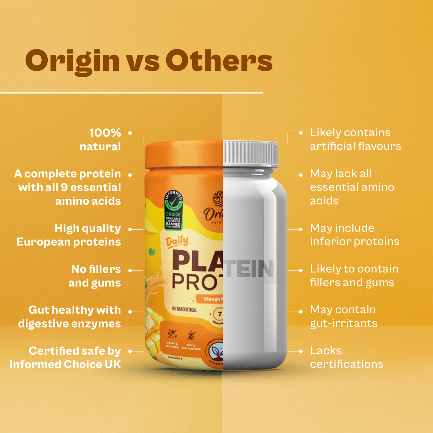 Origin Nutrition Daily Plant Protein Mango Flavour , 288g