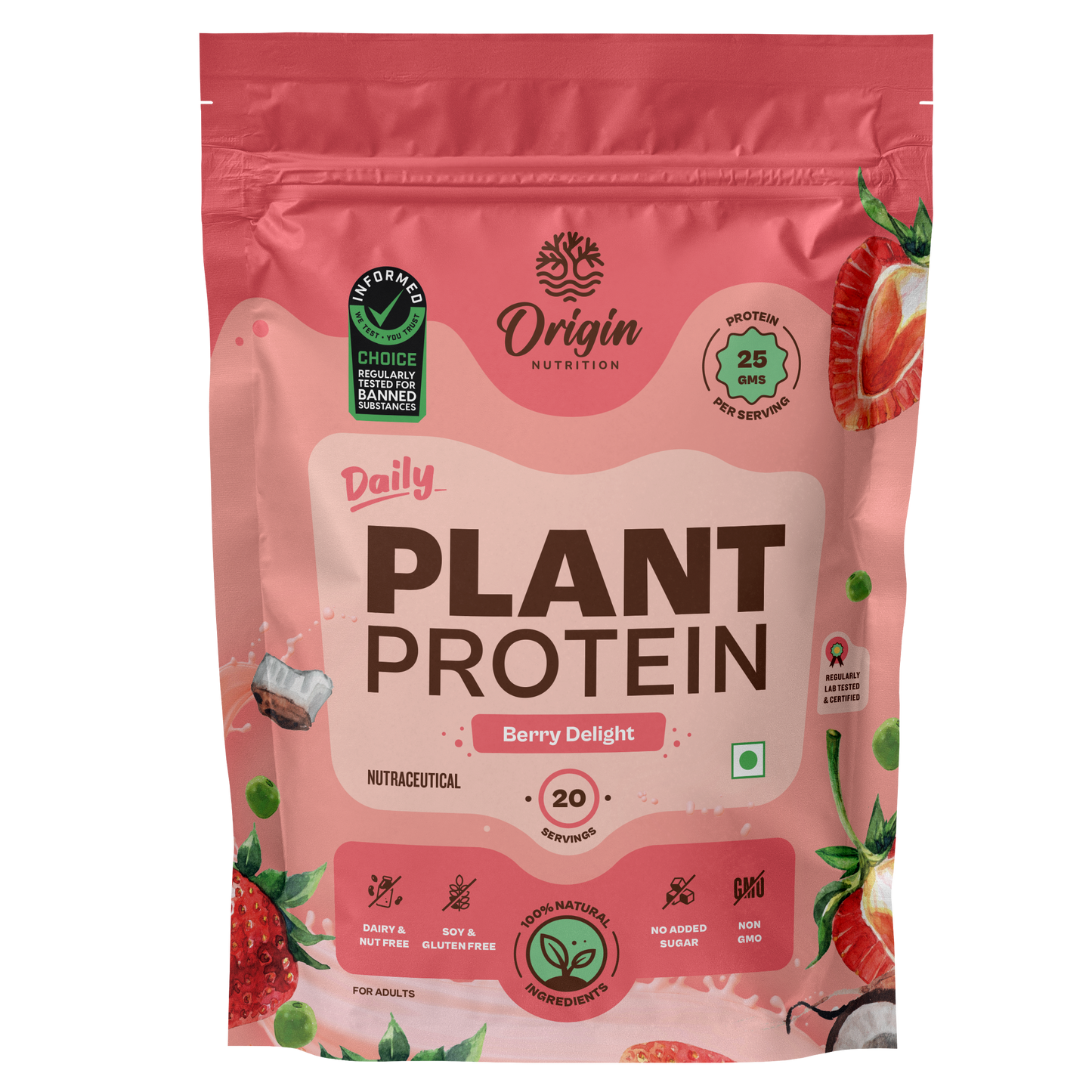 Origin Nutrition Daily Plant Protein Strawberry Flavour , 818g