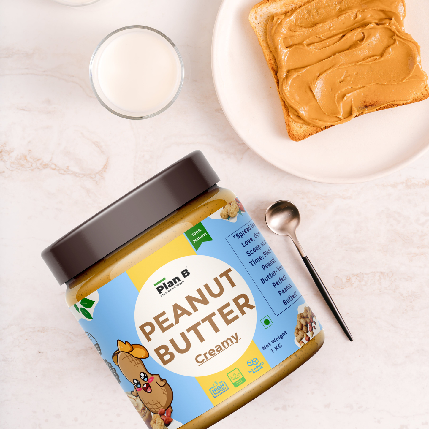 Plan B Peanut Butter Creamy 1kg| All Natural (Unsweetened)