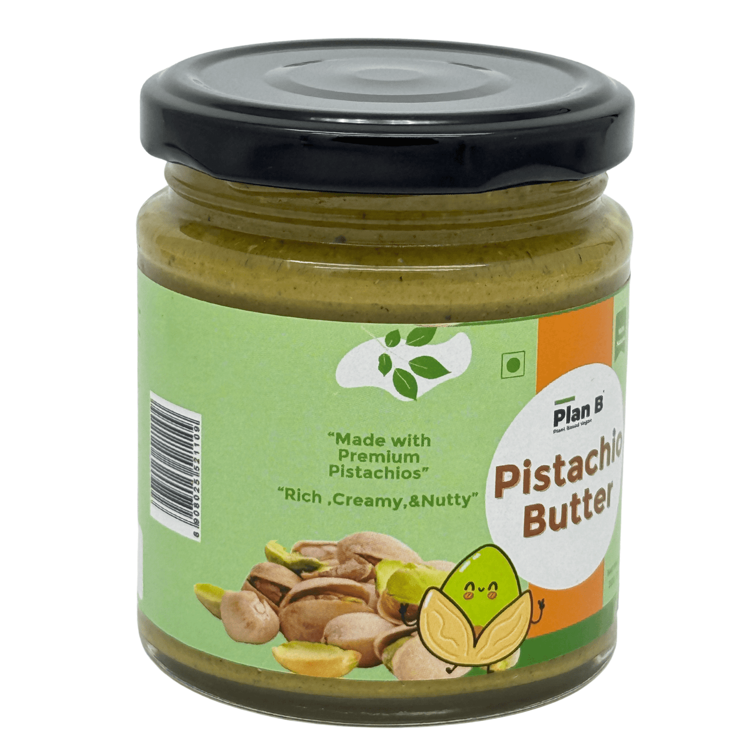 Plan B Pistachio Butter | Premium Vegan Nut Butter Made with Roasted Pistachios | No Added Sugar, Dairy-Free, Gluten-Free | High Protein, Healthy Fats | Creamy Plant-Based Spread | 200g Jar