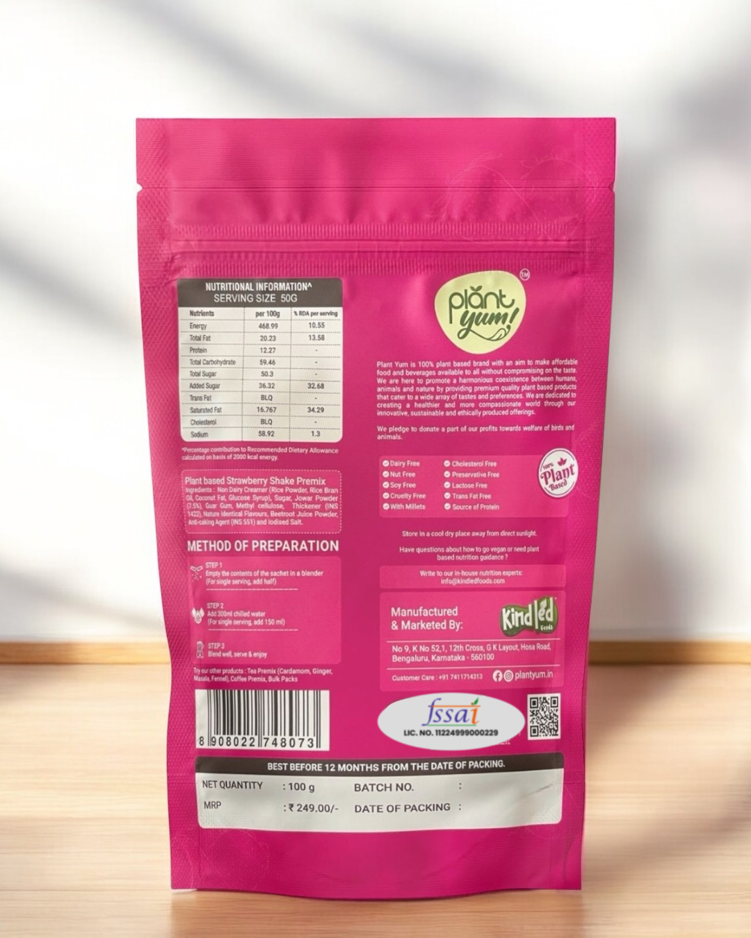 Plant Yum Strawberry Shake Premix