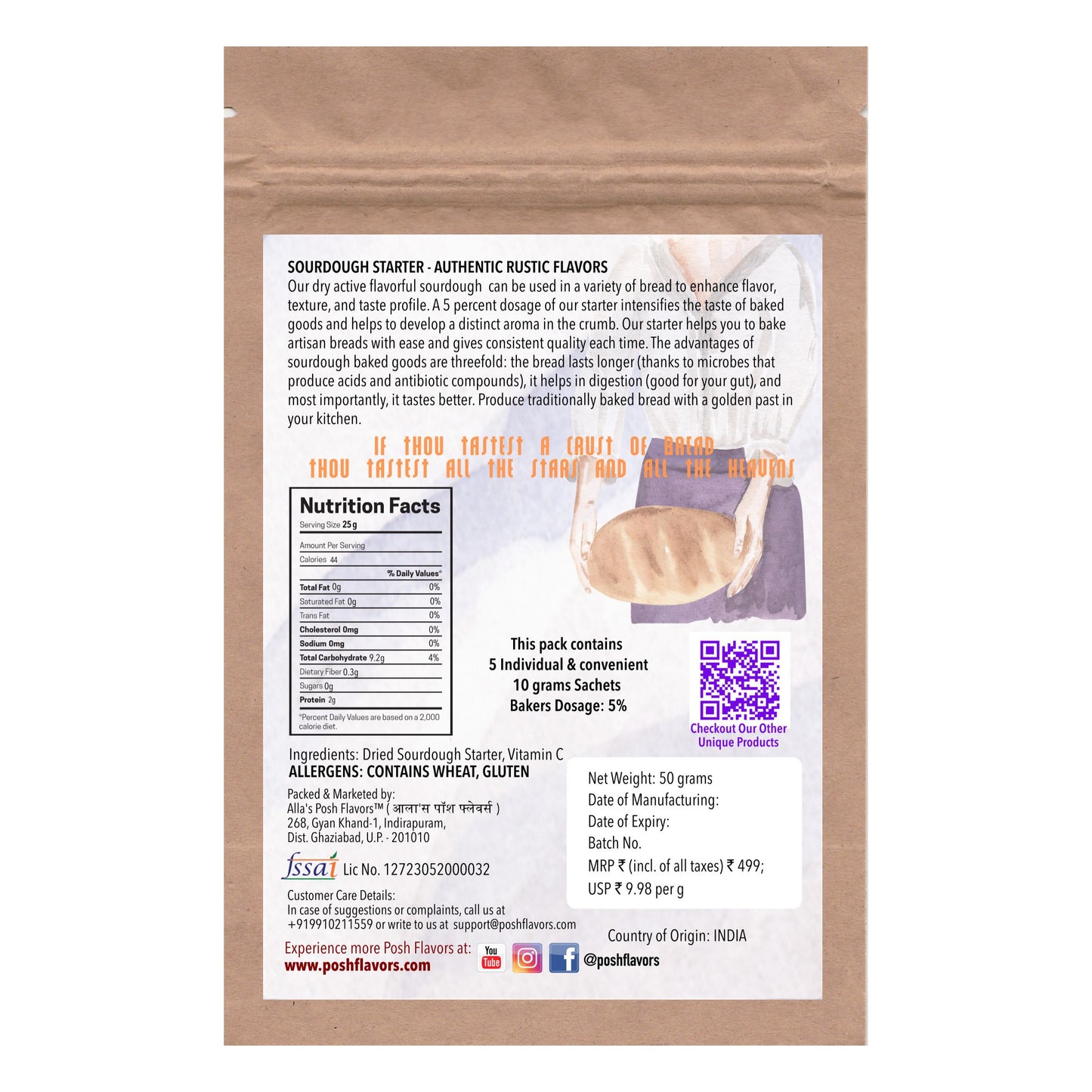 Posh Flavors Sourdough Starter Culture 50g