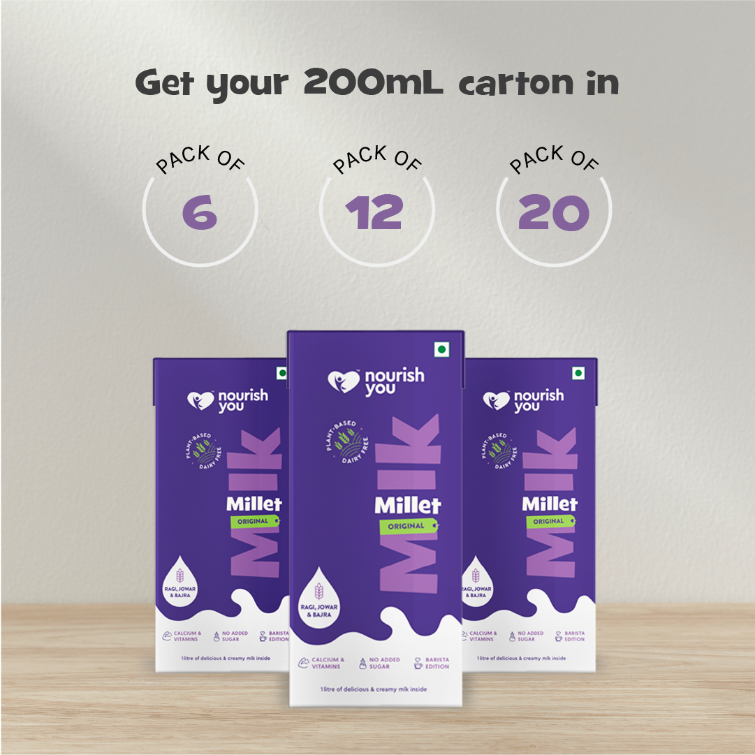 Nourish you Vegan Plant- Based Millet Beverage Original (200 ml Tetra Pack).