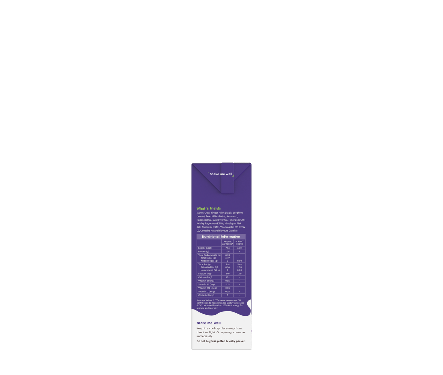 Nourish you Vegan Plant- Based Millet Beverage Original (200 ml Tetra Pack).