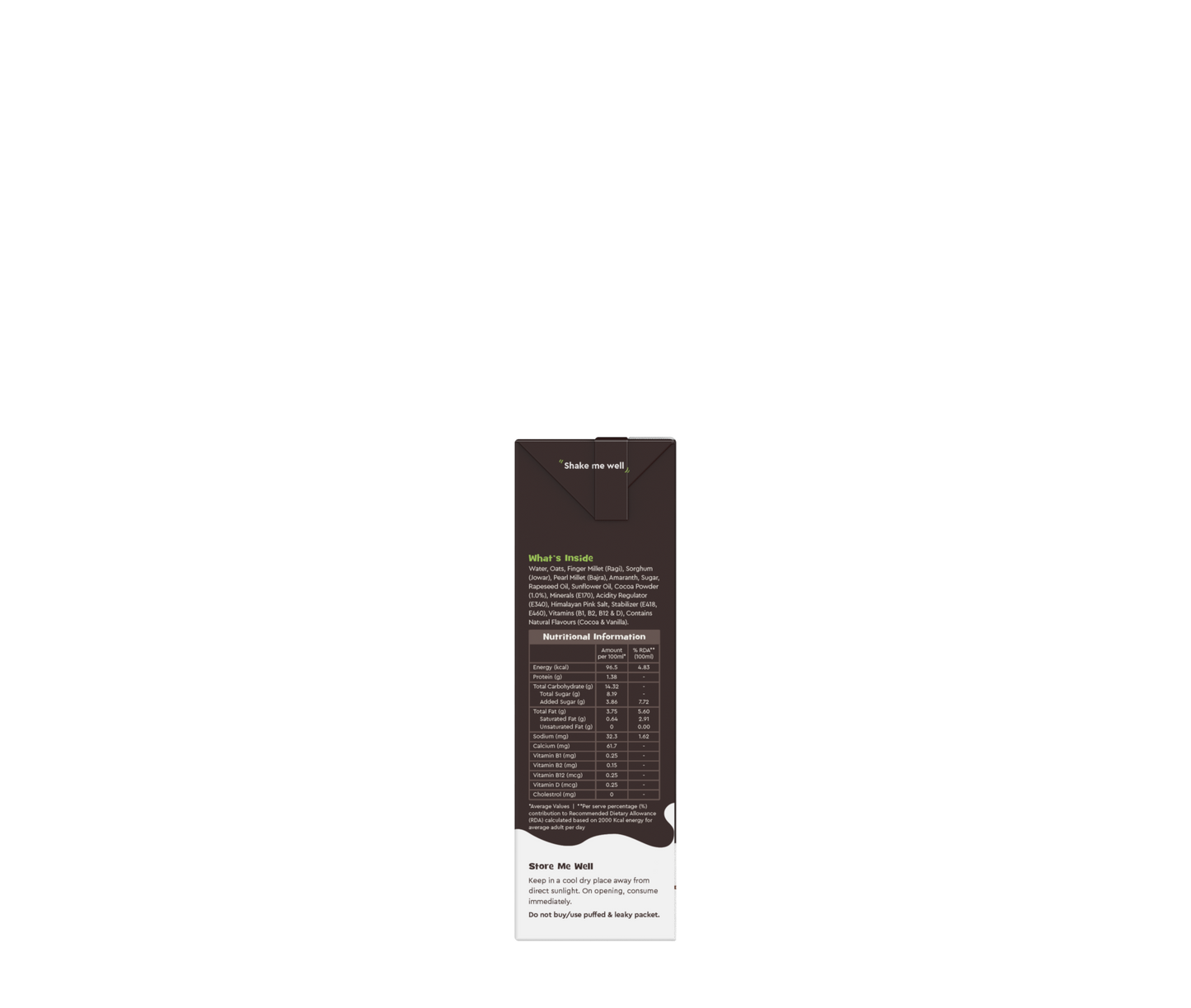 Nourish you Plant based Chocolate Millet Beverage ( 200 ml Tetra Pack )