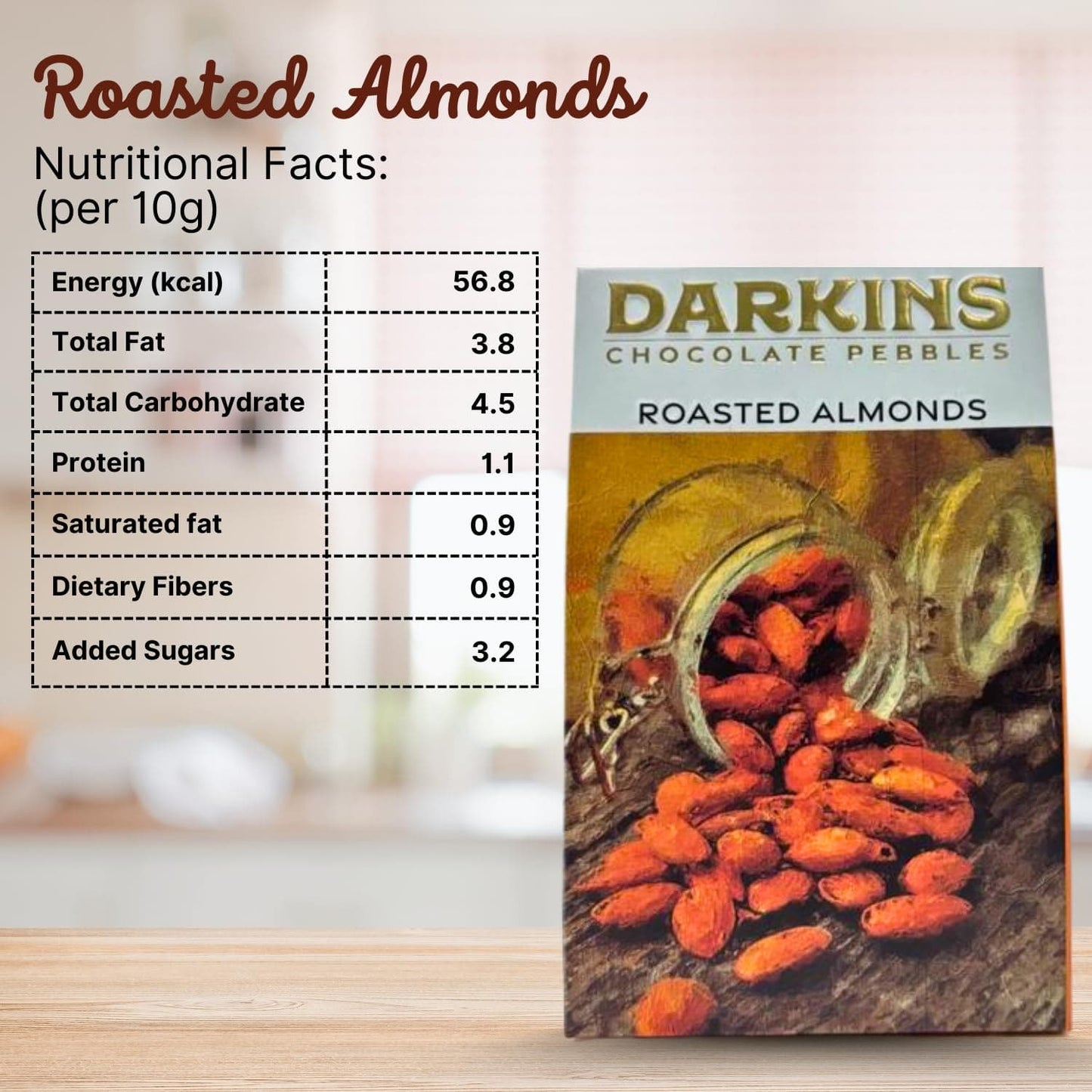 DARKINS Roasted Almond Chocolates Pebbles| Crunchy Almond Chocolate | 50g Each Pack of 3