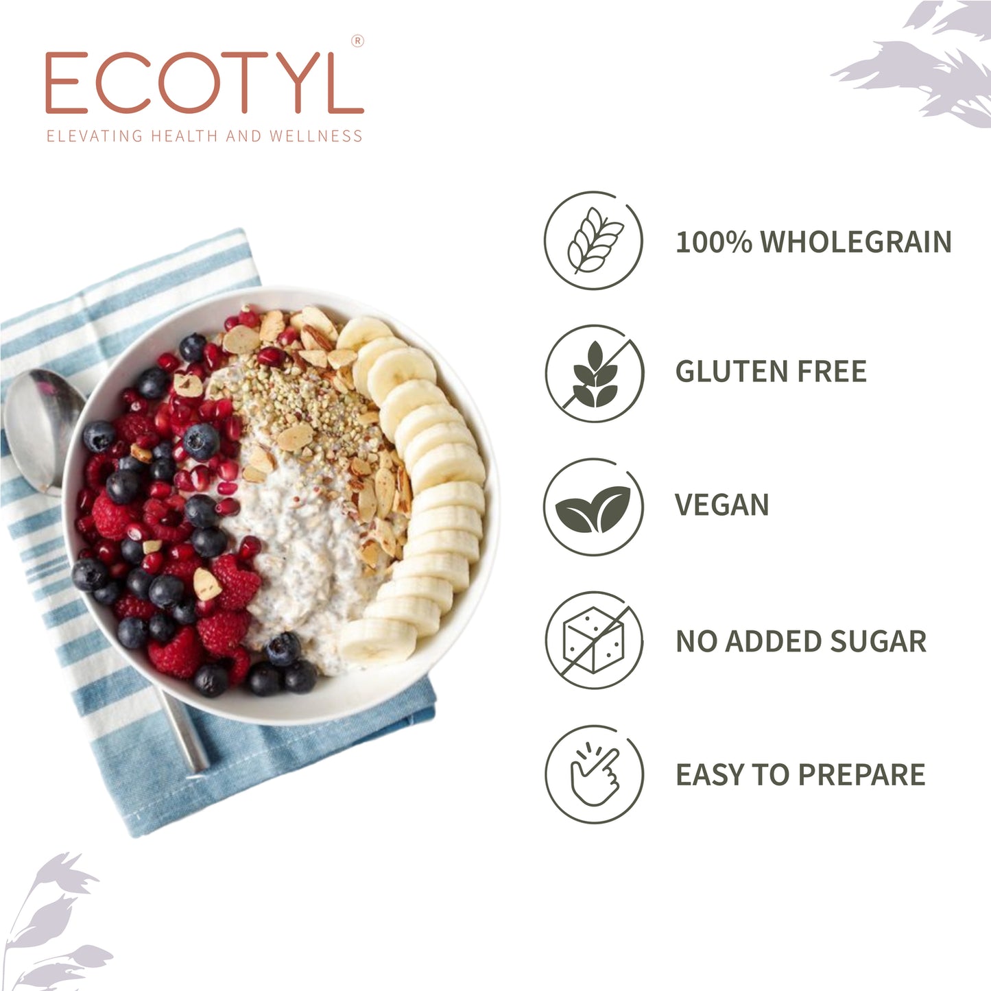 Ecotyl Rolled Oats | Gluten Free | Protein Rich | 500g