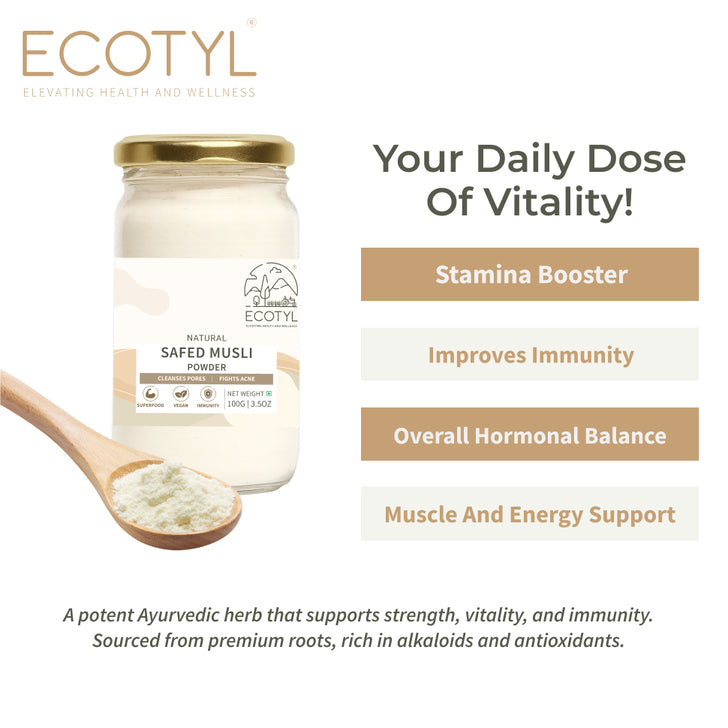 Ecotyl Safed Musli Powder | Ayurvedic Herb | 100g
