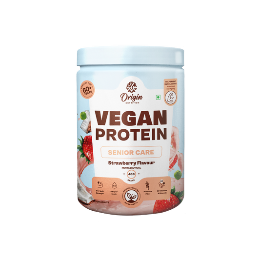Origin Nutrition senior Care Vegan Plant Protein Powder 400g, Strawberry Flavour with 25g Plant Based Protein