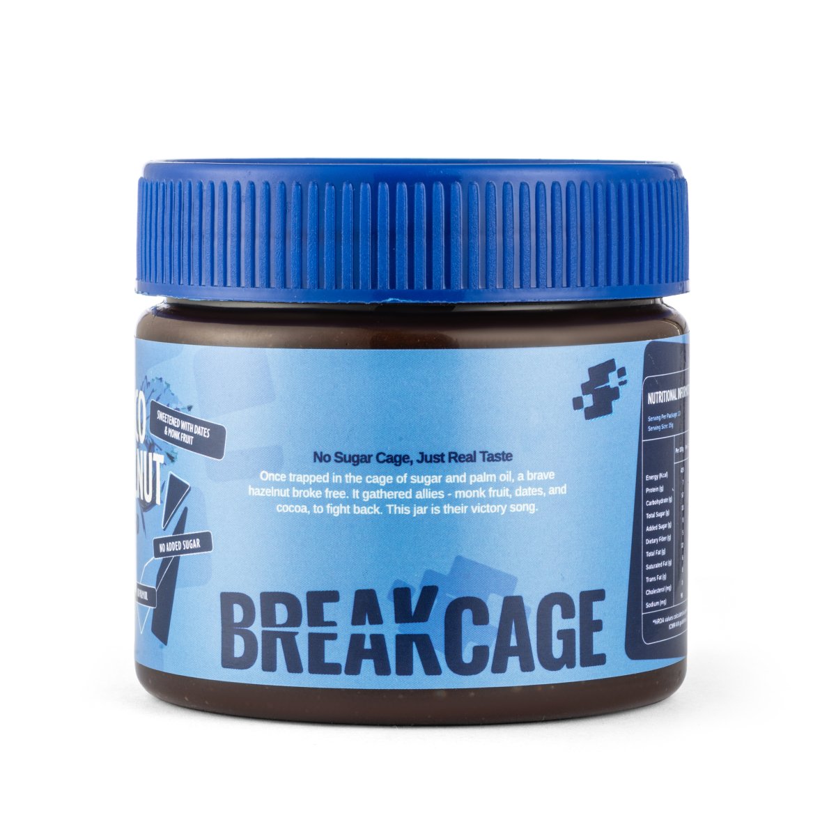 BREAKCAGE Chocolate Hazelnut Spread 200g No Added Sugar No Palm Oil No Preservatives No Artificial Flavors