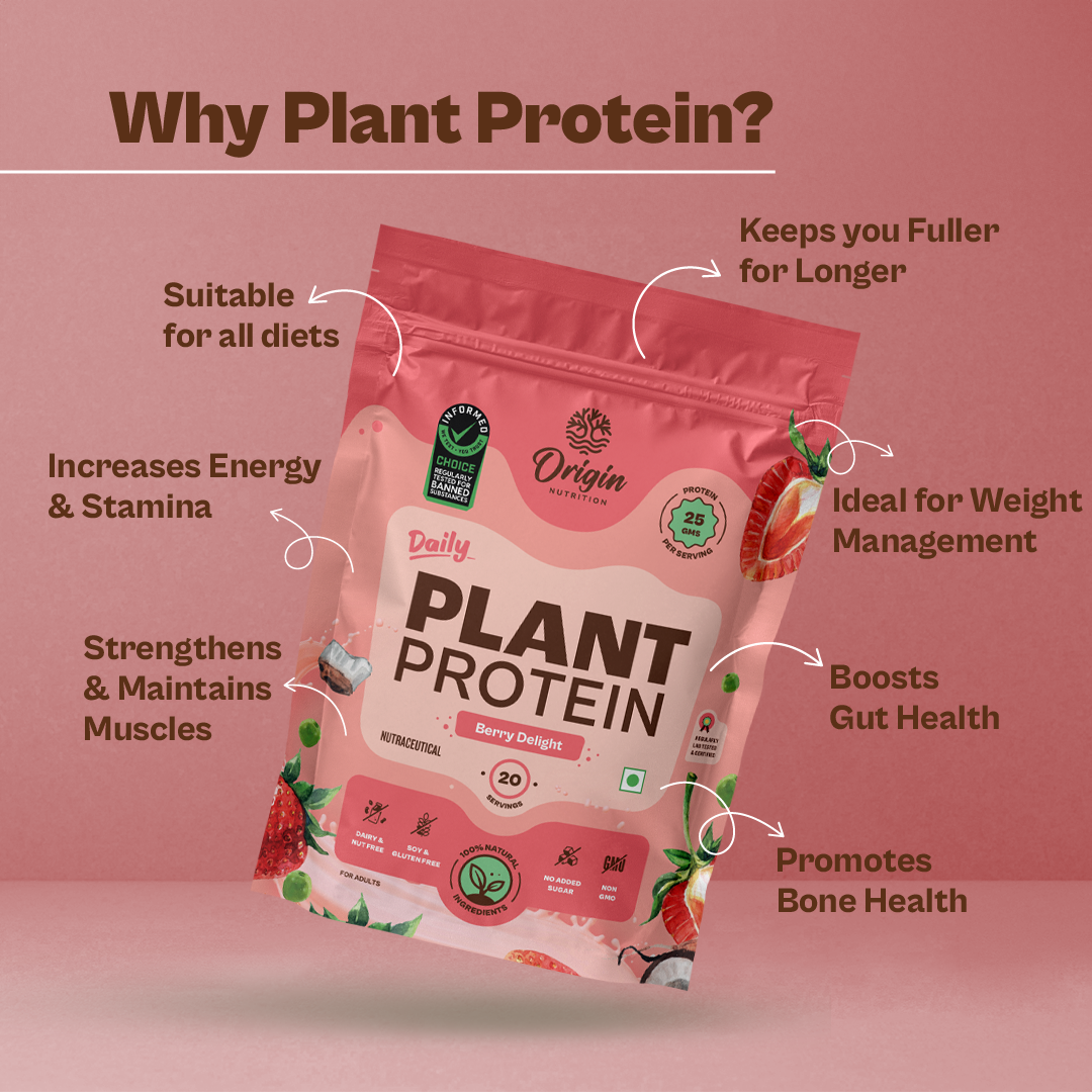 Origin Nutrition Daily Plant Protein Strawberry Flavour , 818g