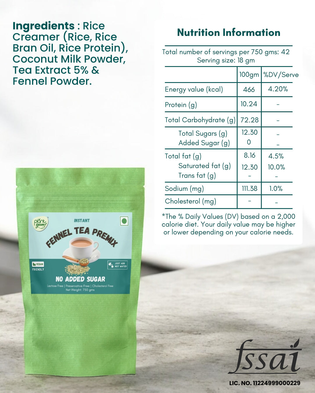 No Added Sugar Tea Premix - Fennel (Saunf) 750g