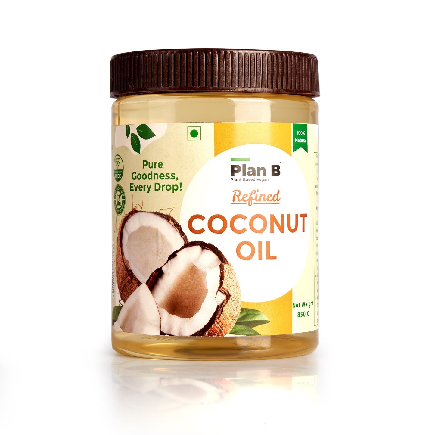 Plan B Refined Coconut Oil 850g – Pure & Premium | Neutral Aroma & Taste | Ideal for Cooking, Frying, Baking, Skin & Hair Care | Non-GMO, High Smoke Point