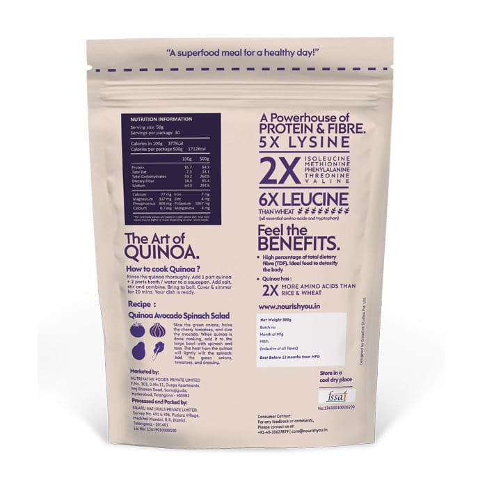 NOURISH YOU Organic Raw Gluten-Free Tricolor Breakfast Quinoa (500g).
