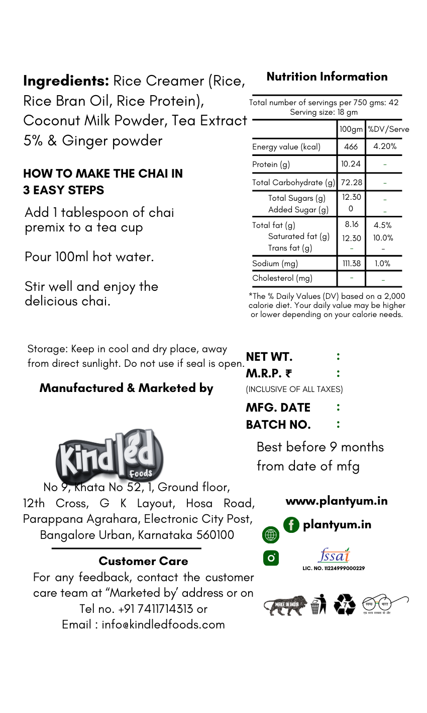 No Added Sugar Tea Premix - Ginger (Adrak) (750g)