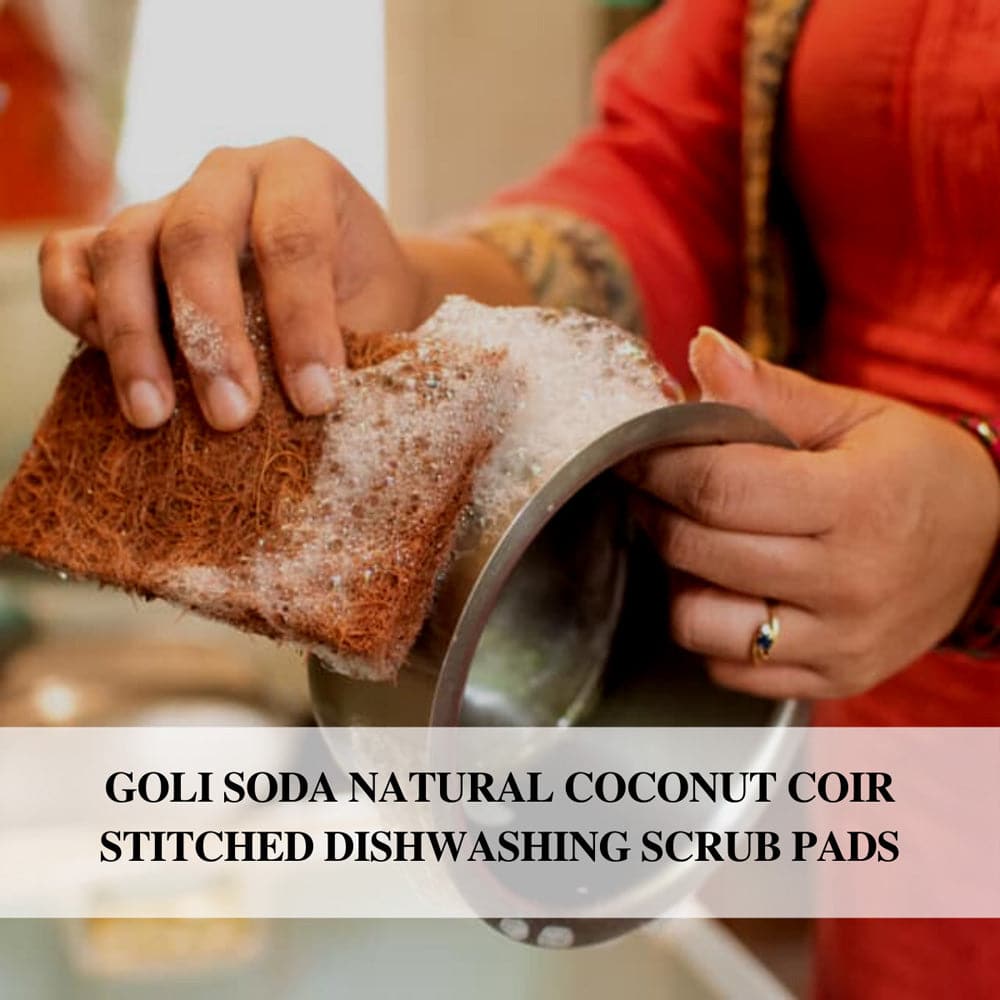 Goli Soda Coconut Coir Scrub And Probiotic Dishwash Bar 90g - Exclusive Combo