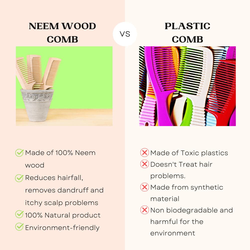 Goli Soda Neem Wood Comb - Double Tooth