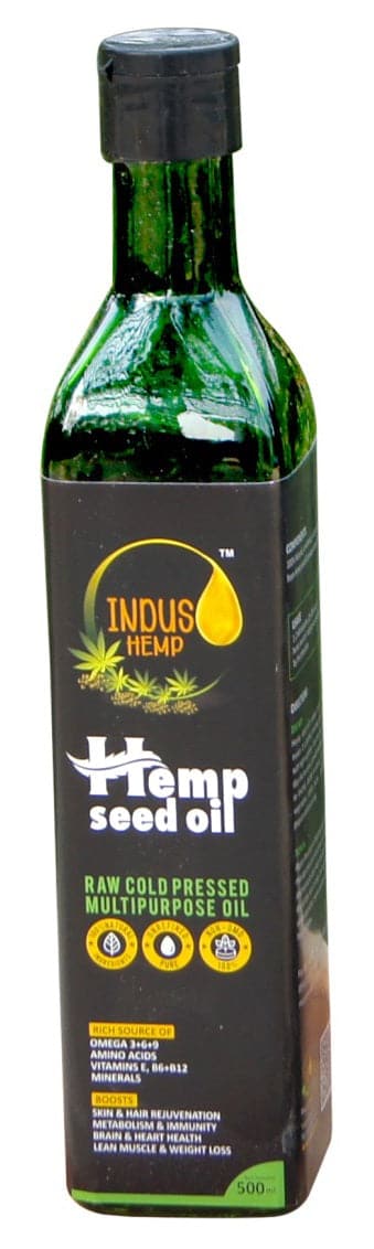 INDUS HEMP - HEMP SEED OIL | Raw Cold Pressed | Omegas 3, 6 & 9 | Amino Acids | Loaded with Antioxidants