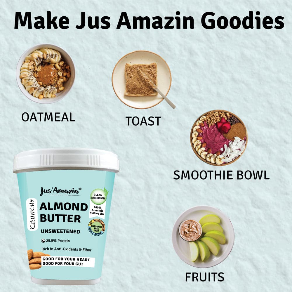 Jus Amazin CRUNCHY Almond Butter - Unsweetened (1kg)