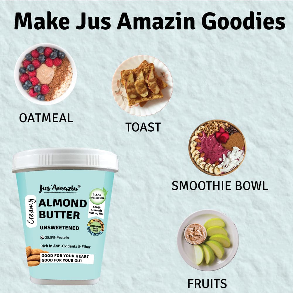 Jus Amazin Creamy Almond Butter - Unsweetened (1kg)