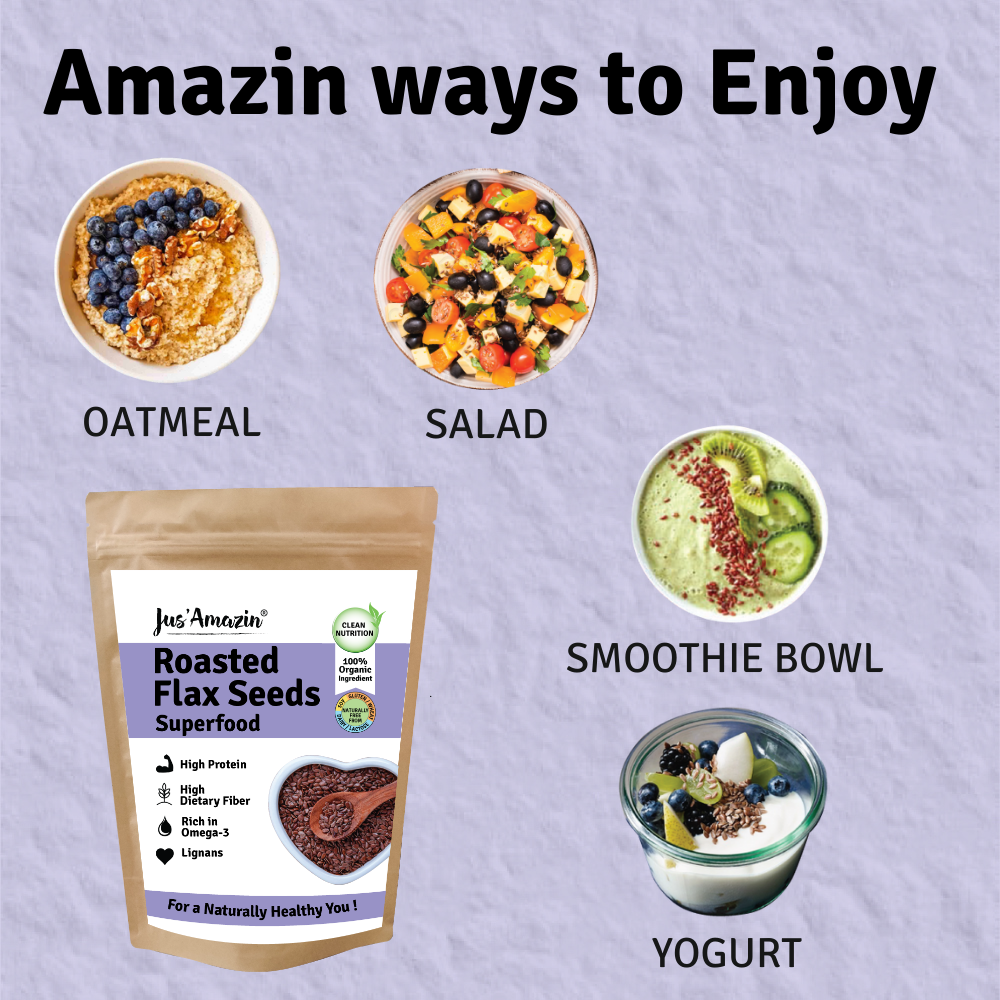 Jus Amazin Roasted Organic Flax Seeds (500g)