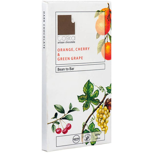 Toska Orange, Cherry and Green Grape - 65% Dark Chocolate 70g