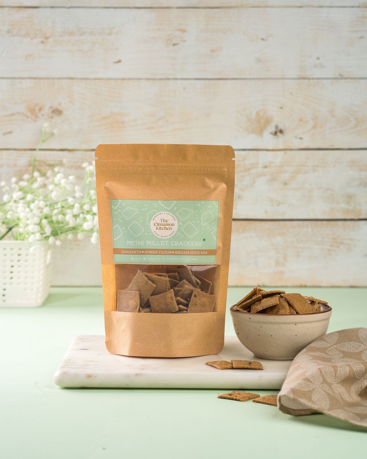 The Cinnamon Kitchen Methi Millet Crackers 100g