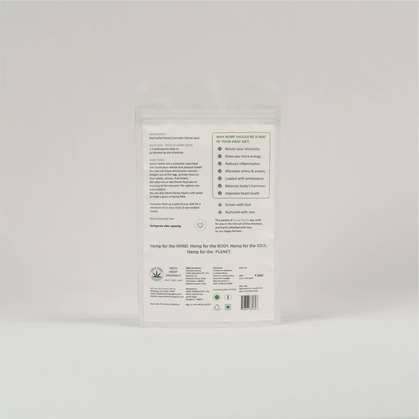 India Hemp Organics Hemp Hearts - plant based Dukan