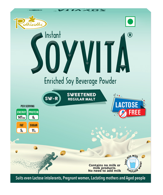 Soyvita - Sweetened Regular Malt | Lactose Free | Enriched Soy Beverage Powder | Serves-15 (500 Gms)