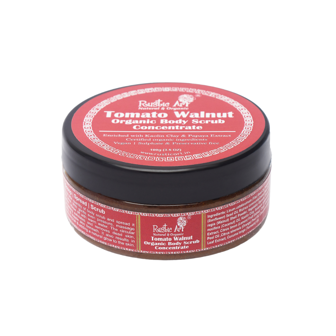 Tomato Walnut Body Scrub Concentrate (100gm) | Organic, Vegan