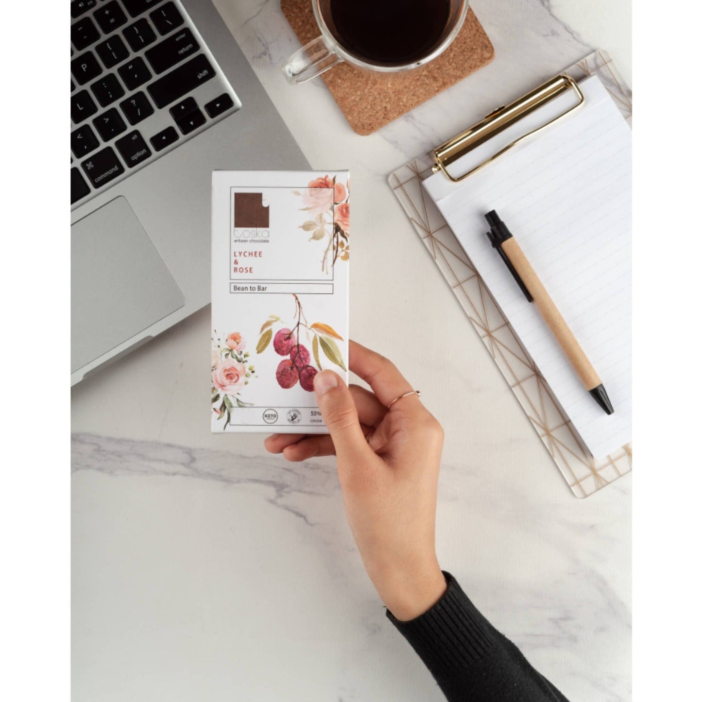 Toska Lychee & Rose - 55% Dark Chocolate 70g