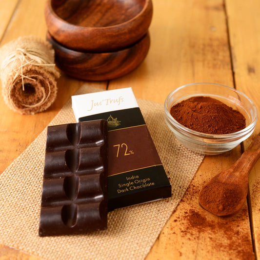 Jus'Trufs Artisanal 72% Dark Chocolate Bar, Set of 2 (80gm)