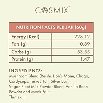 Cosmix- SHROOM COFFEE BOOSTER - Real Kerela Vanilla Bean  - 60gm