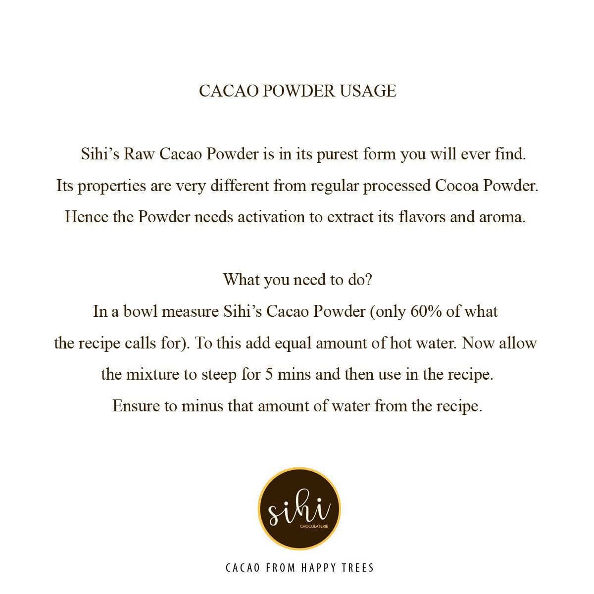 Cacao Powder for baking and cooking - Pure Cacao / Cocoa - Natural, Nutritionally Dense, Plant Based - Sihi Chocolaterie - 175 g - plant based Dukan
