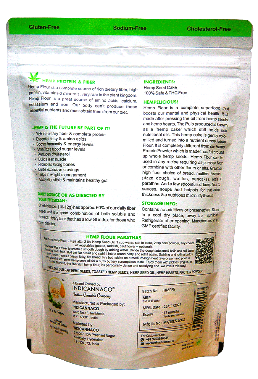 INDUS HEMP - HEMP FLOUR | Hemp Seed Powder | High in Fibre | Plant based and Gluten-free