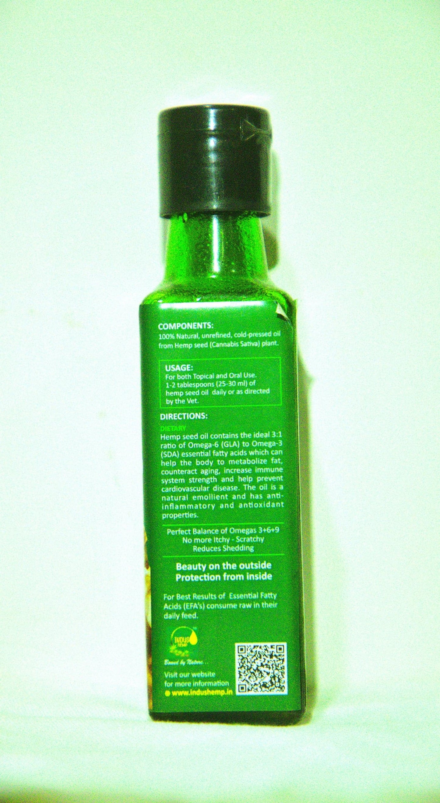INDUS HEMP - HEMP SEED OIL FOR PETS | FOR DOGS & CATS |ORAL & TOPICAL USE 100ml