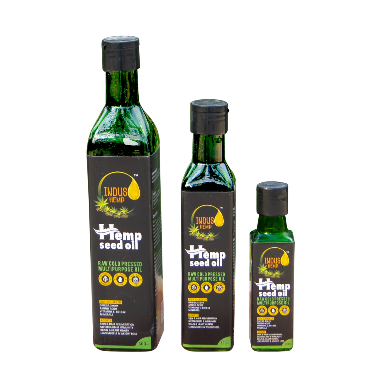 INDUS HEMP - HEMP SEED OIL | Raw Cold Pressed | Omegas 3, 6 & 9 | Amino Acids | Loaded with Antioxidants