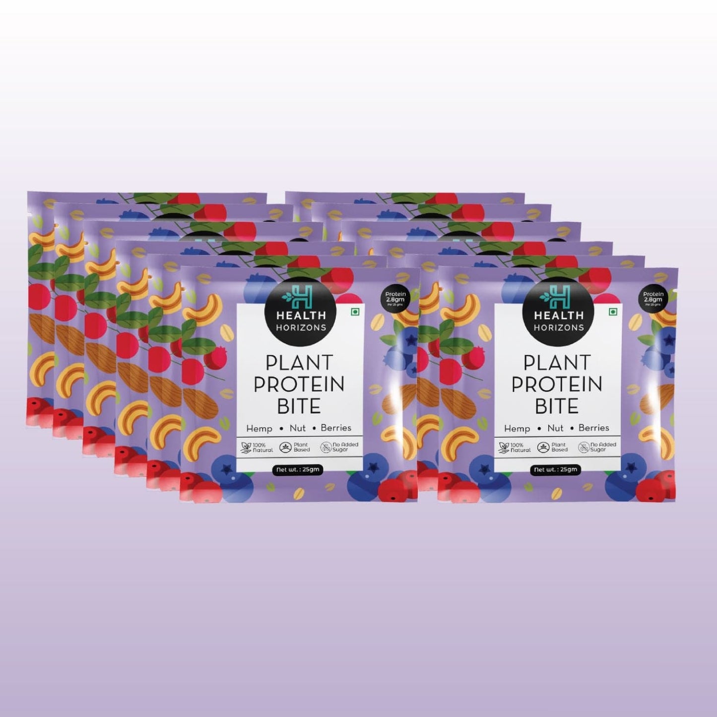 Health Horizons Plant Protein Bites ( 25g X Pack of 12) | Cranberry & Blueberry Flavour |2.8 g Protein per bite