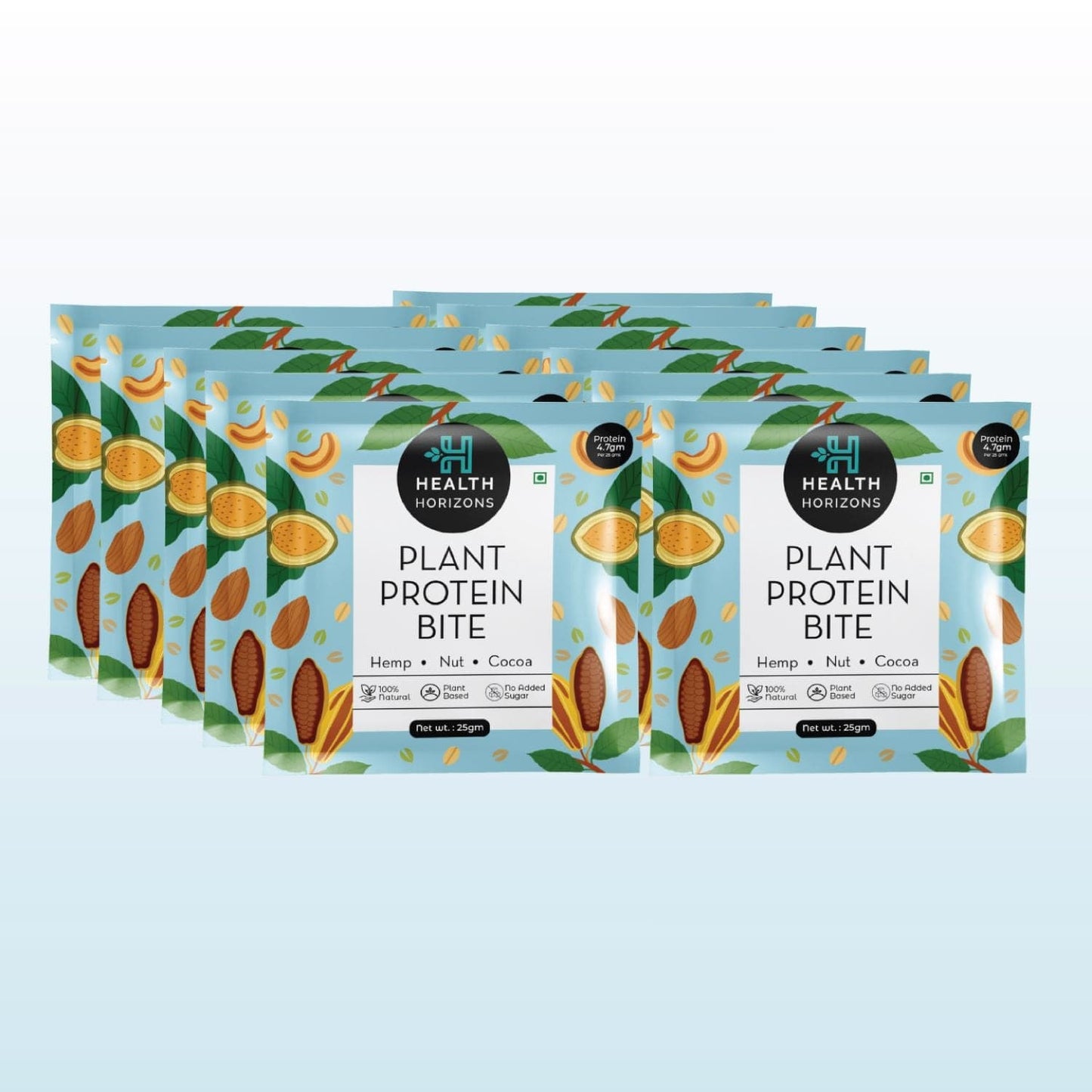 Health Horizons Plant Protein Bites (25g X Pack of 12) | Cocoa Flavour | 4.7g Protein per bite