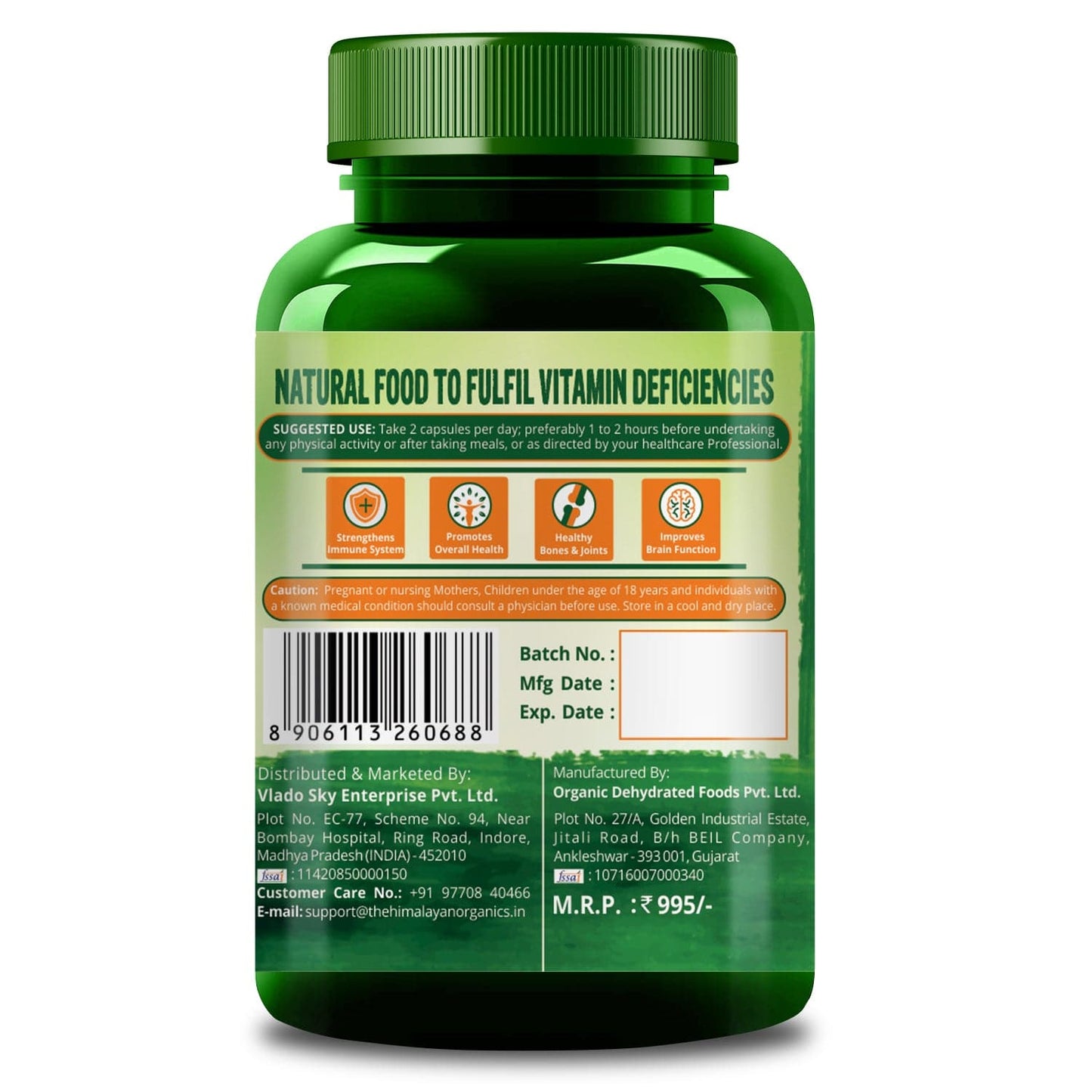 Himalayan Organics Plant Based Multivitamin (60+ Ingredients)  – 60 Veg Capsules