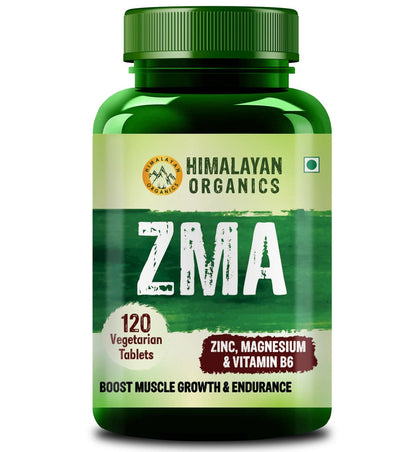 Himalayan Organics ZMA (Zinc, Magnesium Aspartate) Nighttime Sports Recovery Supplement - 120 Veg Tablets