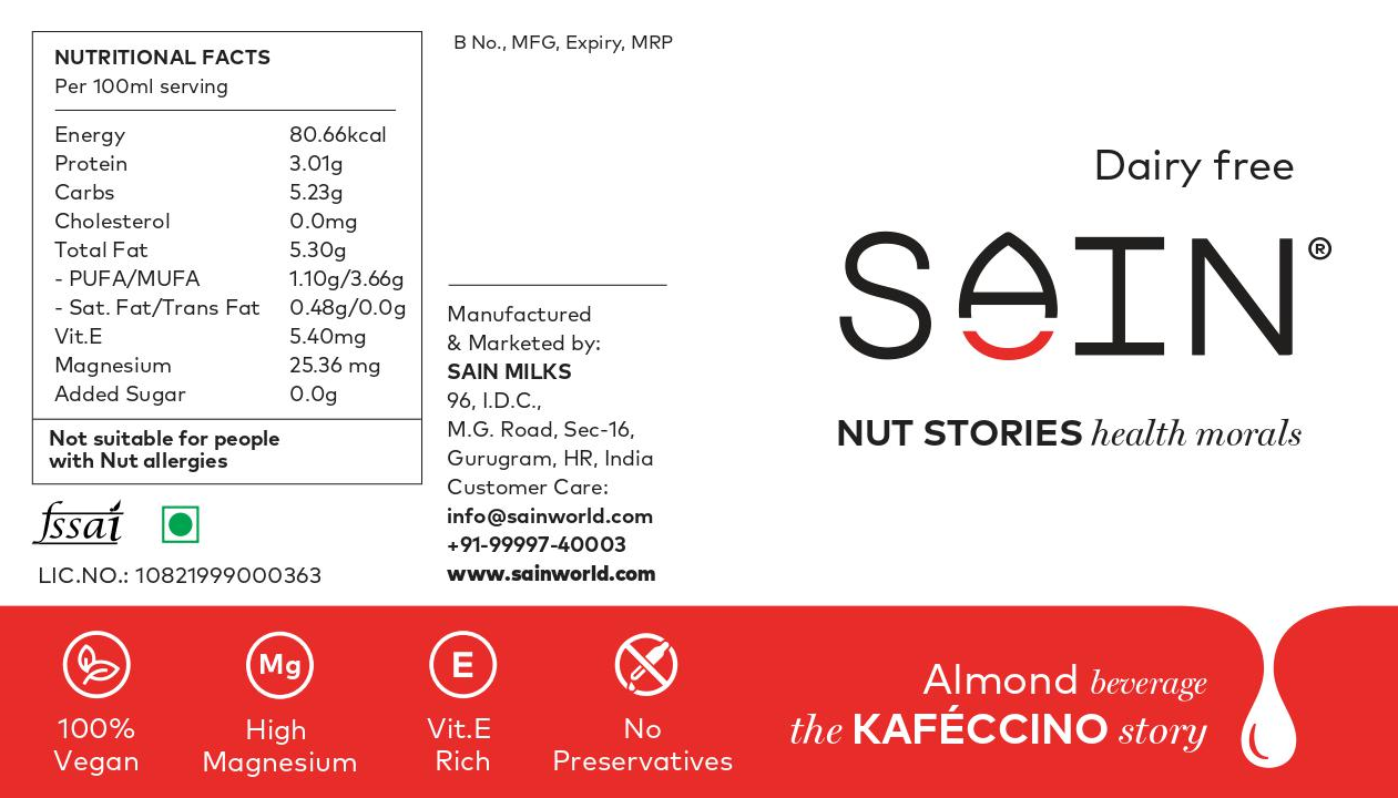 SAIN Almond Drink - the Kafecchino story (200ml x 2 bottles)