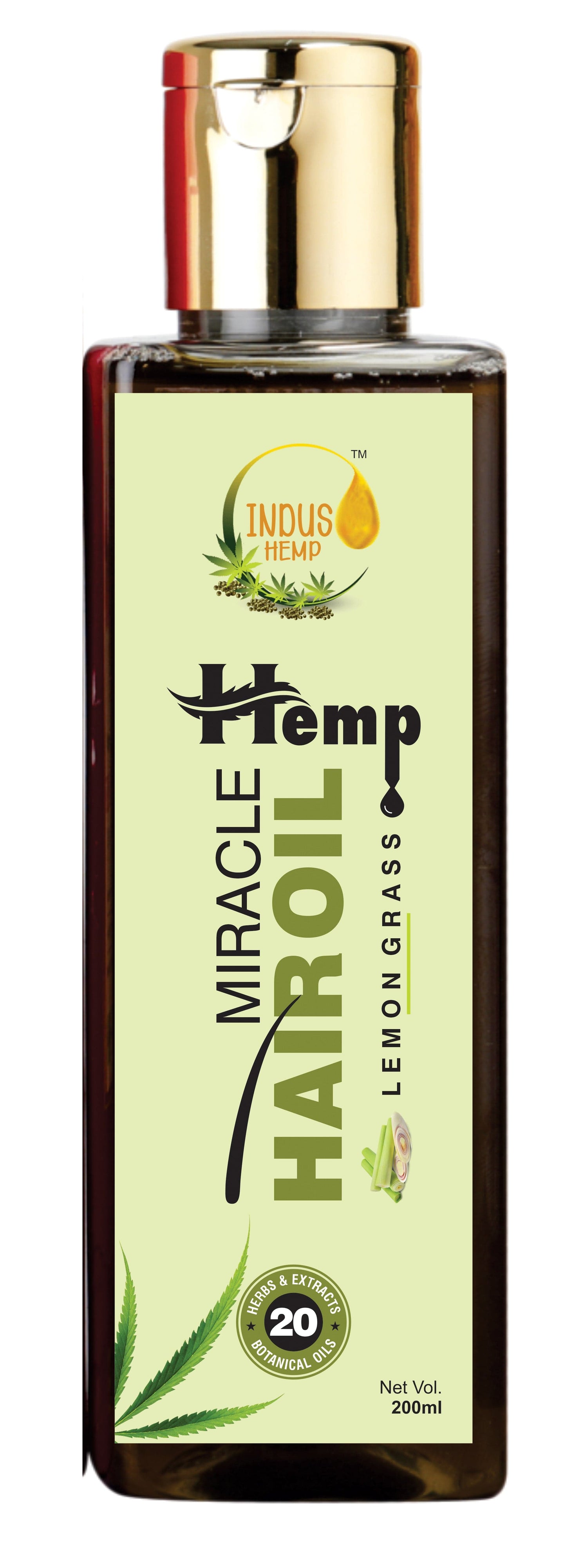 INDUS HEMP MIRACLE HEMP HAIR OIL WITH LEMONGRASS OIL, 200ML