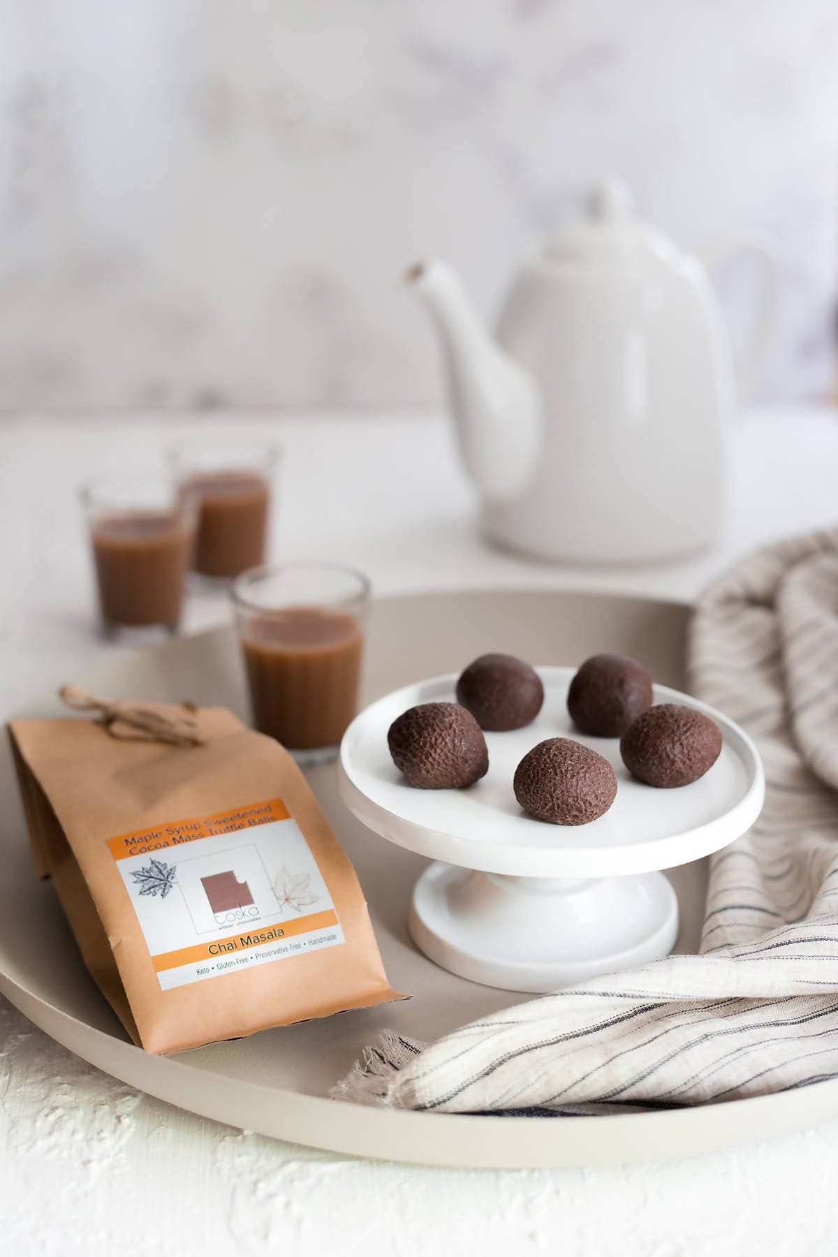 Toska Chai Masala - Maple Syrup Sweetened Cocoa Mass Truffle Balls 150g