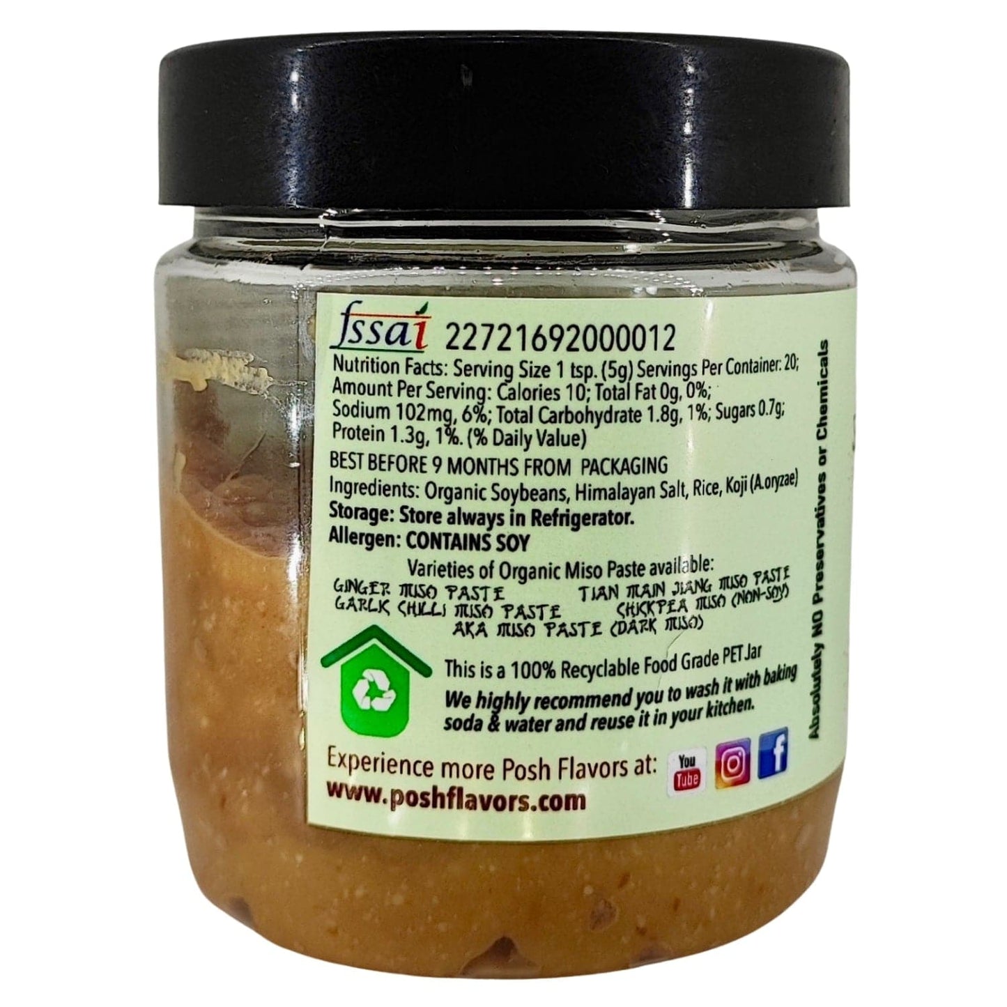 Alla's Posh Flavors Japanese Shiro Miso Paste | Light Miso | Contains Live Koji Probiotics | 100% Natural, Without Preservatives | Made by Japanese Professionals in India
